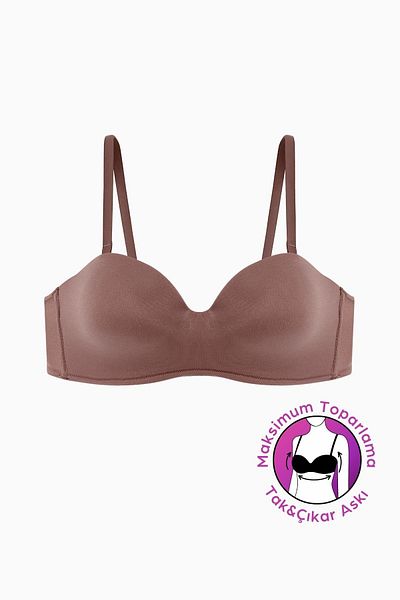 Wonna Сутиен Lotus Unpadded Full Cup без презрамки, бронзово-кафяв, с пуш-ъп четка от микро плат