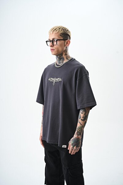 Respire Ανδρικό μπλουζάκι από φλις λεπτομέρεια oversize