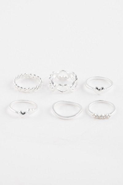 DeFacto Women's 6-Piece Silver Ring C4630axns