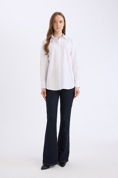 DeFacto Relax Fit Basic μονόχρωμο μακρυμάνικο πουκάμισο Oxford Tunic E1754ax25sp