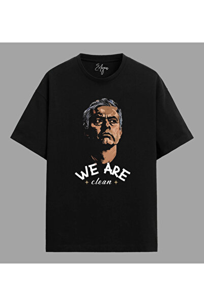 Edizen Tricouri unisex oversize Mourinho 100% bumbac negru