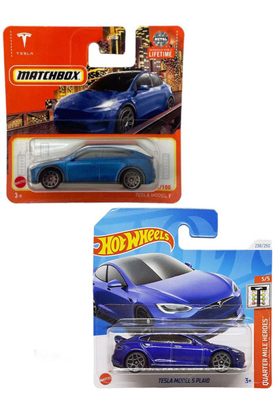 HOT WHEELS 2 Araç Mavi Tesla Set - Hot Wheels Tesla Model S Plaid & Matchbox ...