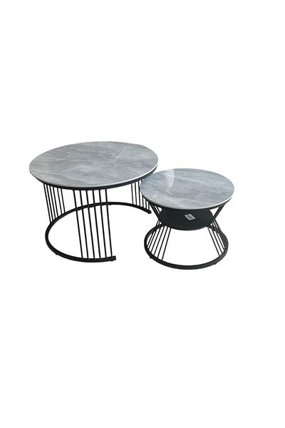 cam cam 2-piece ceramic table set in gray, brought to you by Kama