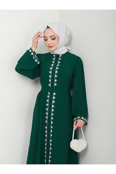VOLT CLOTHİNG Γυναικείο Κεντημένο Φόρεμα Abaya Ferace