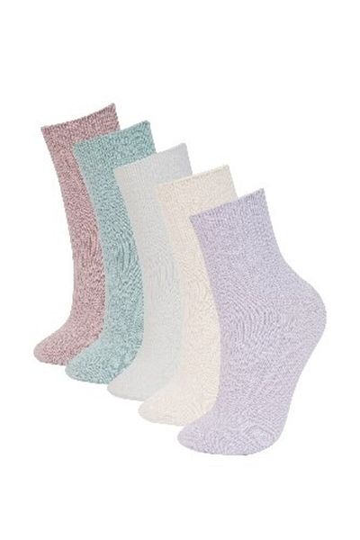 DeFacto Bequeme elastische 5-teilige Baumwollsocken für Damen E2060axns