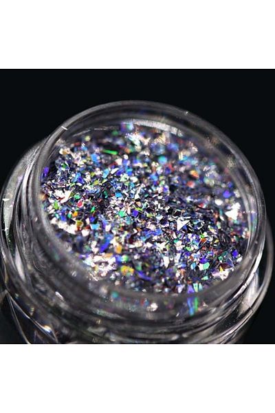 Kajol Beauty Glitter flake pigment for makeup and body art PK157 (holographic silver) KAJOL Beauty™, <0.25g