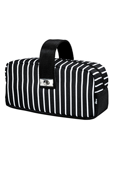 s-case by Serve Kilitli Çok Amaçlı Çanta - Siyah Beyaz Çizgili Model (Kalem k...
