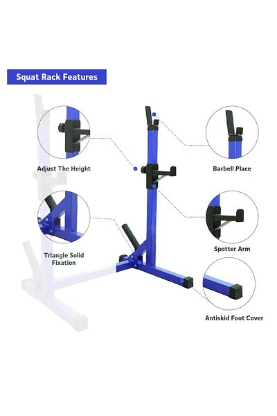 YALLA HomeGym Commercial Home Adjustable Heavy-Duty Squat Rack Stand, Bench Press Rack, BLUE