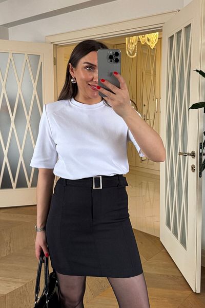 Tuba Butik Belted Mini Skirt