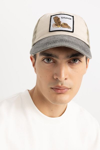DeFacto Men's Label Printed Woven Baseball Basketball Cap B7995ax24sm