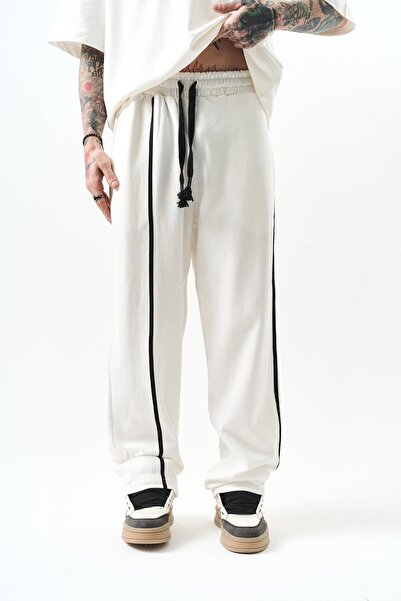 Respire Ανδρικό φαρδύ φούτερ 2 τεμαχίων με ρίγες εκρού