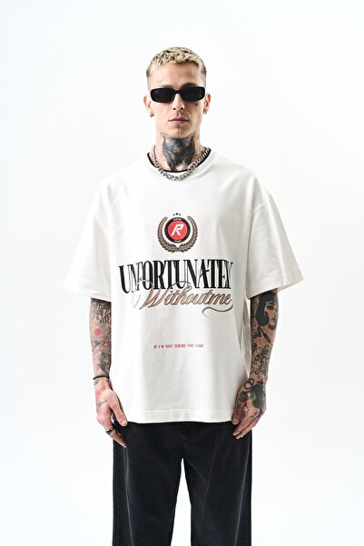 Respire Tricou supradimensionat cu imprimeu Unfortunately, ecru