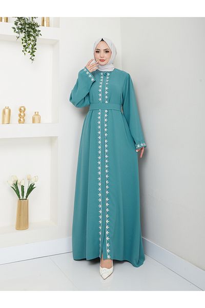 VOLT CLOTHİNG Dámské vyšívané šaty Abaya Ferace