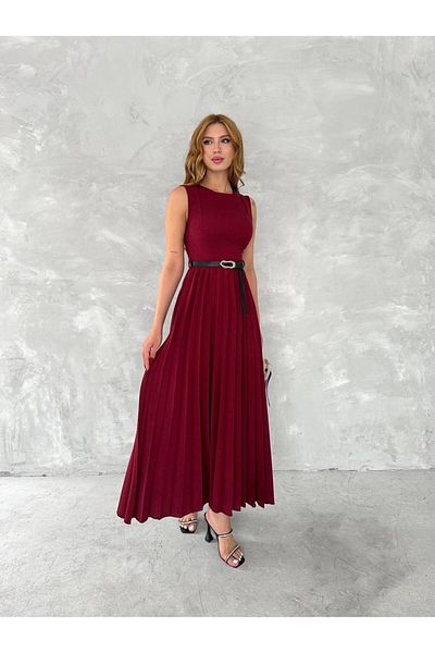 BYKUZEYARAS Rochie midi plisată din in Lina