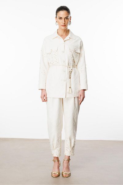 Moda İlgi Modailgi Πέρλα Λεπτομερής Ζώνη Oversize Τούνικα Λίθος