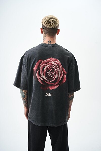 Respire Υπερμεγέθη μαύρο μπλουζάκι ανδρικό με στάμπα που πλένεται