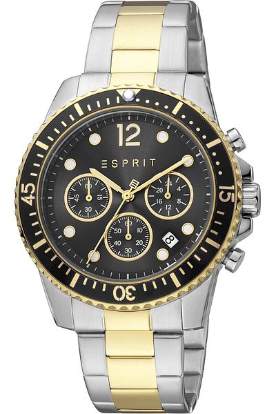 Esprit ES1G373M0085 Watch Men Hudson Silver Tone/Black with Black dial Quartz mechanism