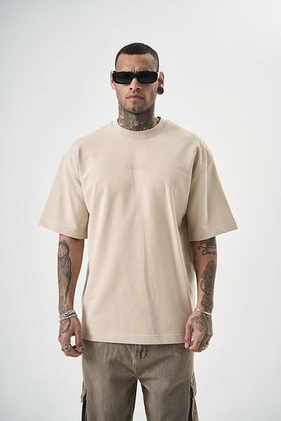 Respire Ανδρικό μπλουζάκι με στάμπα Da Vinci Oversize Beige