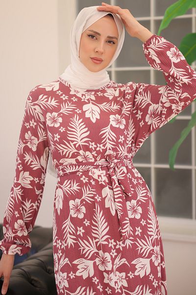 giyze Φόρεμα με μοτίβο λουλουδιών Dusty Rose 2342