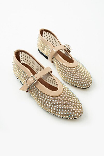 diclepolat Pantofi de balerină cu cască și piatră - Mary Jane Beige Lipen