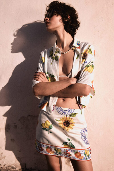 H&M Baskılı Mini Etek