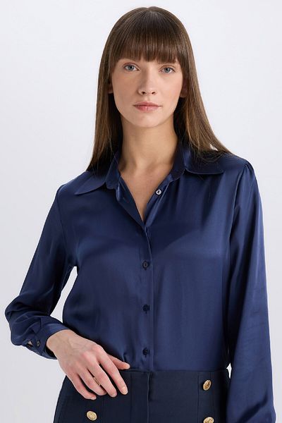 DeFacto Сатинова сорочка з довгим рукавом Regular Fit Gomlek E1783ax24wn