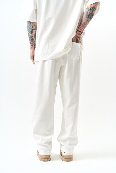 Respire Ανδρικό Ethnic Stripe με λεπτομερή Interlock φαρδύ φούτερ εκρού