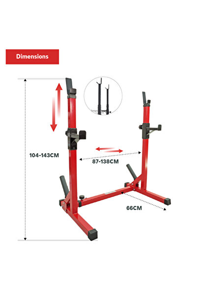 YALLA HomeGym Commercial Home Adjustable Heavy-Duty Squat Rack Stand, Bench Press Rack, RED
