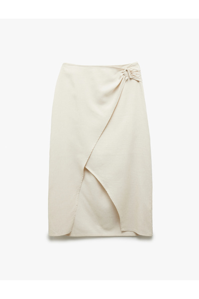 Koton Double Breasted A-Line Beige Women's Skirt 5Sal70009Iw