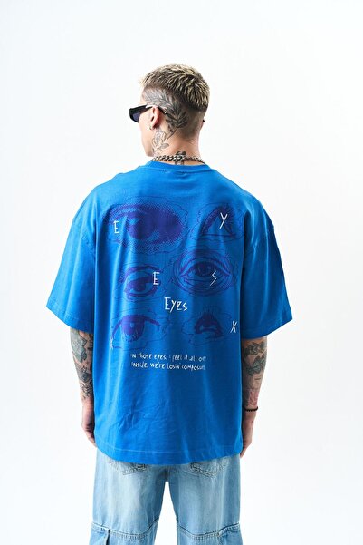 Respire Ανδρικό μπλουζάκι με στάμπα με μάτια, μπλε