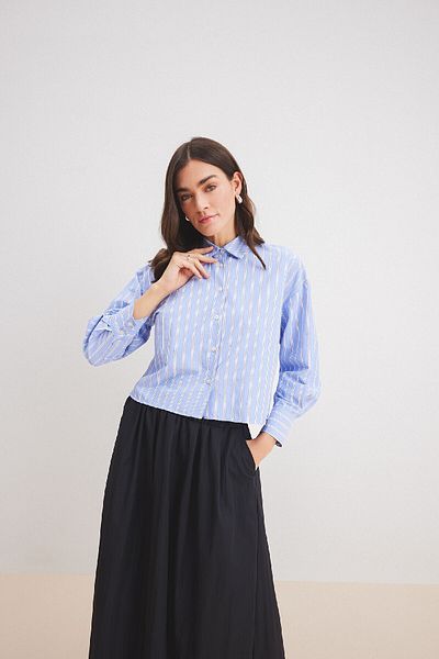 DeFacto Relax Fit csíkos poplin hosszú ujjú ing E1261ax25sp