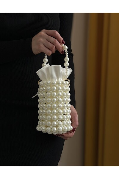 vivozza Silindir İnci Çanta - Inci Çanta Incili Çanta Inci Boncuk Çanta - Abi...