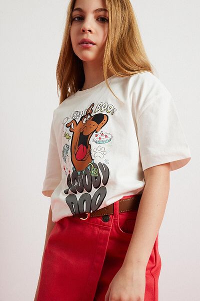 DeFacto Dziewczęca koszulka Scooby Doo Oversize z szerokim krojem i krótkim rękawem E0484A825Sp