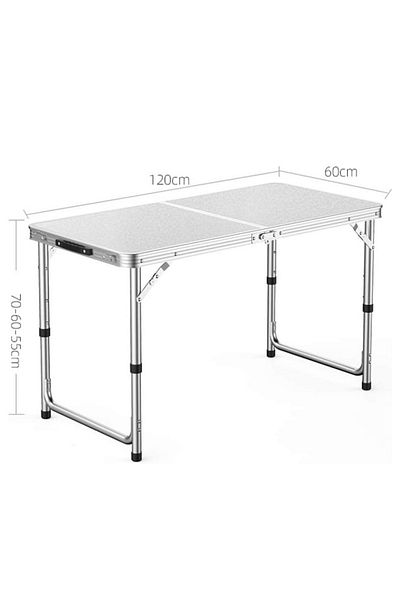 Cady One 5-Piece Folding Camping Table and Chair Set, Silver and Black