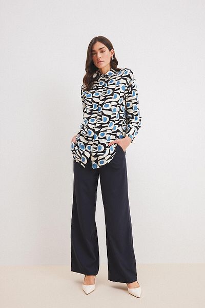 DeFacto Weites Bein, weites Bein, dehnbare Taille, Schnürung, Basic, gerade Palazzo-Hose C5628ax25sp