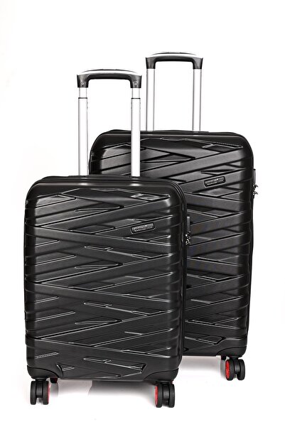 ÇÇS Ççs 4 Tekerlekli Unisex Orta Ve Kabin Boy Valiz Set Siyah