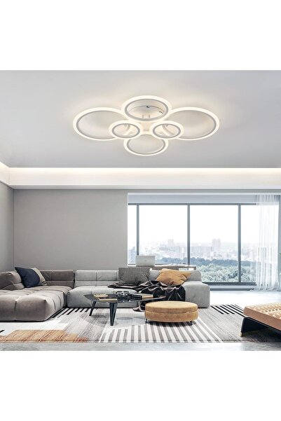 woda Modern Tavan Lambası Kısılabilir U 80 cm Beyaz Tavan Lambası 72W 6400lm Uzaktan Kumandalı