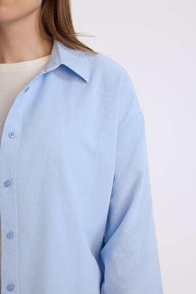 DeFacto Relax Fit Basic Düz Oxford Uzun Kollu Tesettür Gömlek Tunik B8309ax25sp