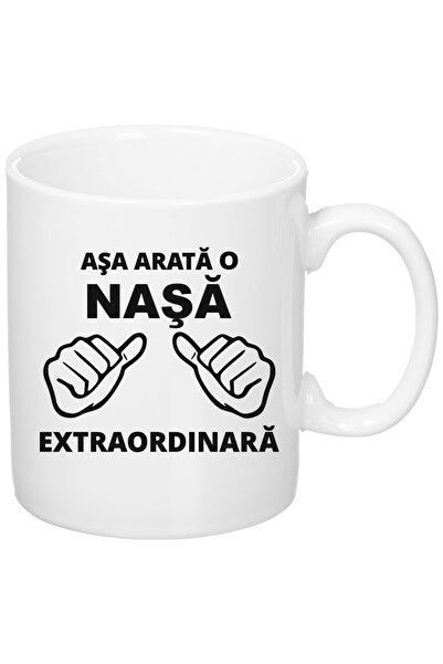 OEM Cana albă personalizată „Așa arată o nașă extraordinară”, INOVATIX®. 330 ml