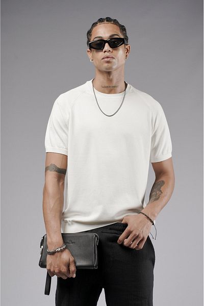 king brich Ανδρικό T-Shirt Crew Neck Raglan Sleeve Knitwear