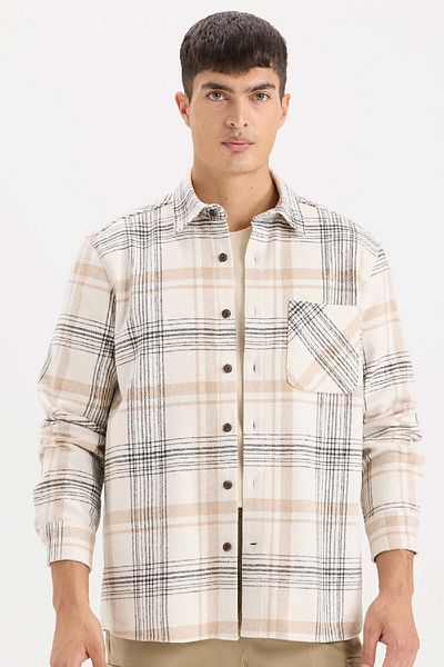 DeFacto Regular Fit Polo Collar Checked Flannel Long Sleeve Shirt E2763Ax24Wn