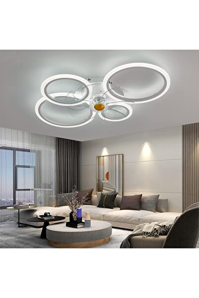 woda Vantilatörlü Tavan Lambası Sessiz Beyaz Aydınlatmalı Tavan Vantilatörü Uygulama ve Uzaktan Kumanda