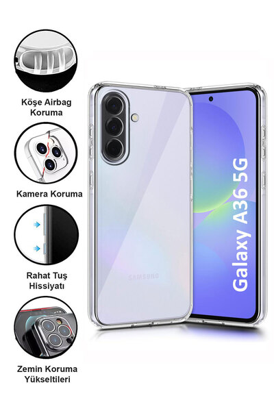 CEPSTOK Samsung Galaxy A36 5G Kılıf Şeffaf Kamera Korumalı Esnek Yumuşak Silikon