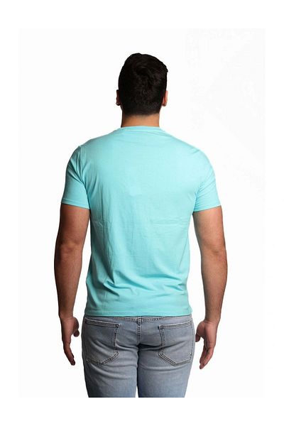 Guess Ss Cn Triangle Palm Tee Men's Blue T-Shirt F5Gı00J1314-A73B