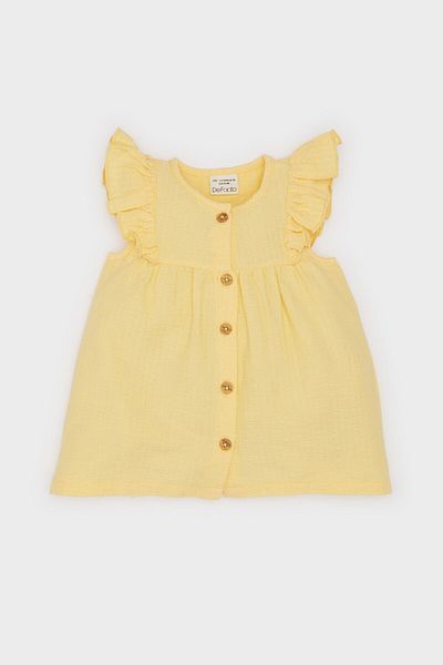 DeFacto Baby Girl Crew Neck Seersucker Textured Short Sleeve Shirt C5972A525Sm