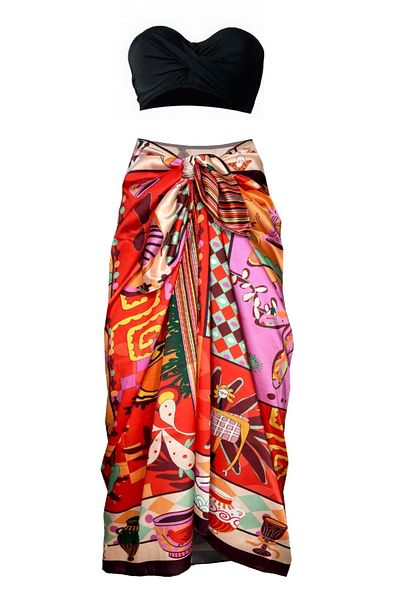 Bolder Pomegranate Flower Pattern Pareo 95Cm*145Cm Fabric
