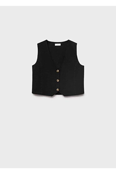 Mango Teen Vest Linen with Buttons