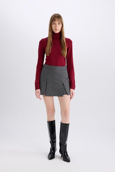 DeFacto High Waist Pleated Casual Classic Shorts Skirt C7340Ax24Wn