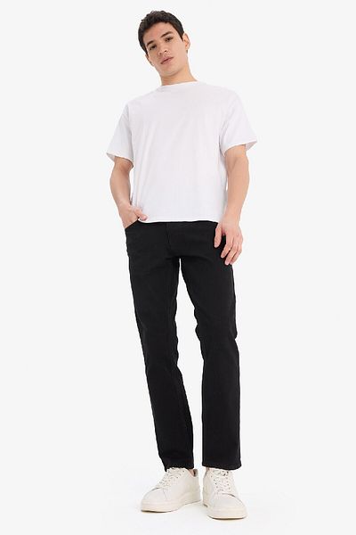 DeFacto Pedro Slim Fit Skinny Fit Κανονική μέση στενή πλευρά Μαύρο τζιν παντελόνι E1928ax25sp