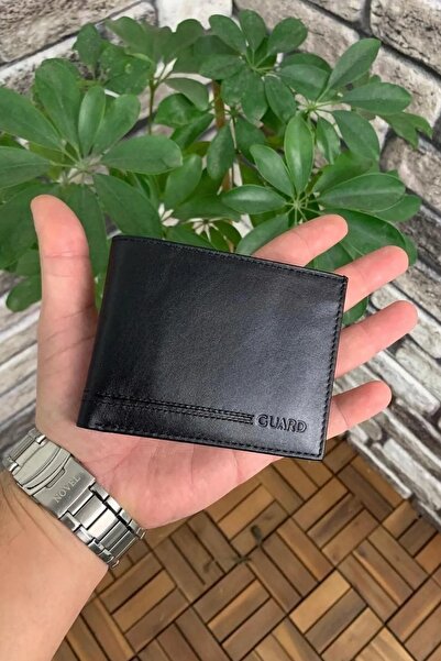 DERİJE محفظة رجالية من الجلد الطبيعي باللون الأسود (T1612)